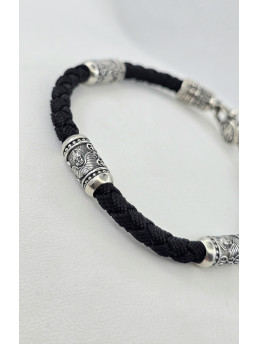 Шелковый браслет с серебряными вставками 471.32/22ч " Серафимы" 