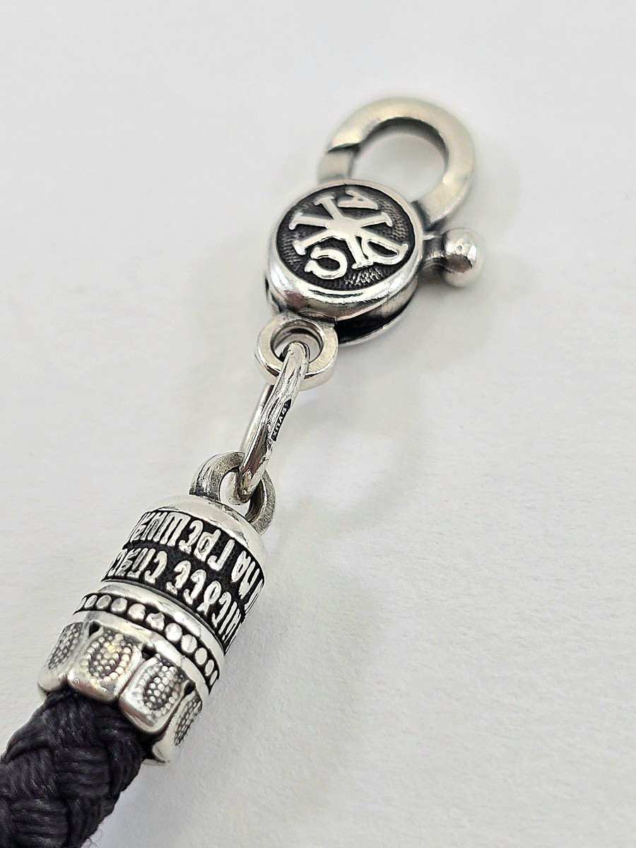Шовковий браслет з срібними вставками чоловічий жіночий 471.32/8ч Купити оптом і в роздріб