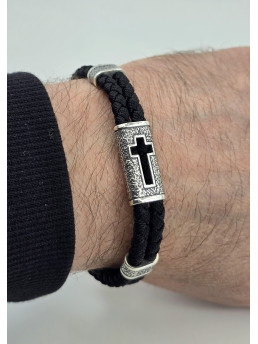 Двойной шелковый браслет с серебряными вставками артикул 471.33/4ч