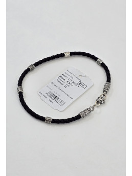 Шелковый браслет с серебряными вставками 471.30/2 ч