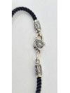 Шелковый браслет с серебряными вставками 471.30/6 ч
