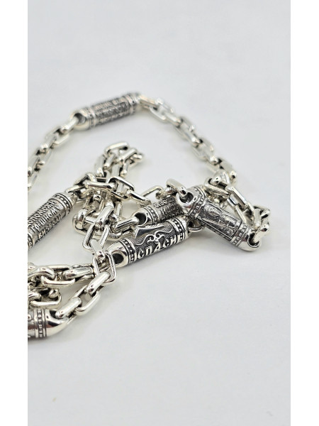 Литьевая цепь колье с серебряными вставками Архангел Михаил  мужской  женский  534ч    Купить оптом и в розницу