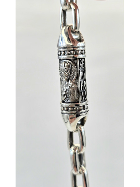 Литьевая цепь колье с серебряными вставками Архангел Михаил  мужской  женский  540ч    Купить оптом и в розницу