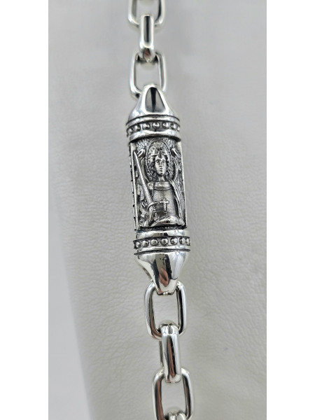 Литьевая цепь колье с серебряными вставками Архангел Михаил  мужской  женский  541ч    Купить оптом и в розницу