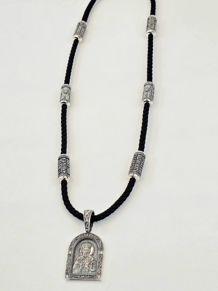 Комплєкт  Ладанка + Шнур  " Микола Чудотворець " 471.941ч з покриттям Родію або Черніння  Купити оптом і в роздріб