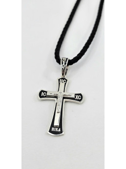 Крестик серебряный с эмалью артикул 109ч