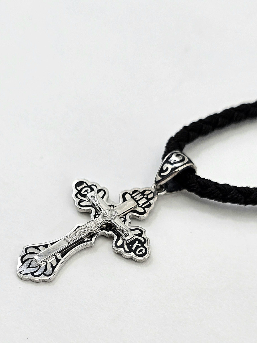 Хрестик срібний з емаллю 123 Купити оптом і в роздріб