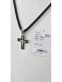 Крестик серебряный с эмалью артикул 3105ч