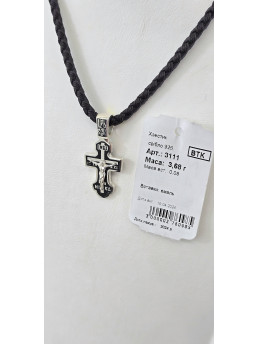 Крестик серебряный с эмалью артикул 3111ч