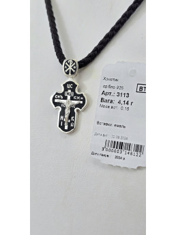 Крестик серебряный с эмалью артикул 3113ч