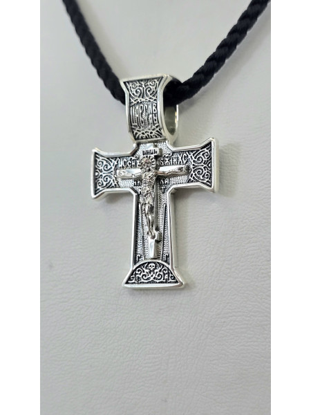 Крестик серебряный с покрытием Родия или Чернения К 21 ч  Купить оптом и в розницу