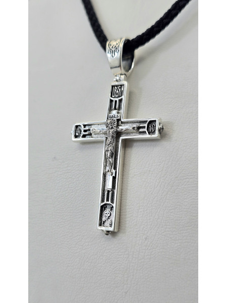 Крестик серебряный с покрытием Родия или Чернения К 22 ч  Купить оптом и в розницу