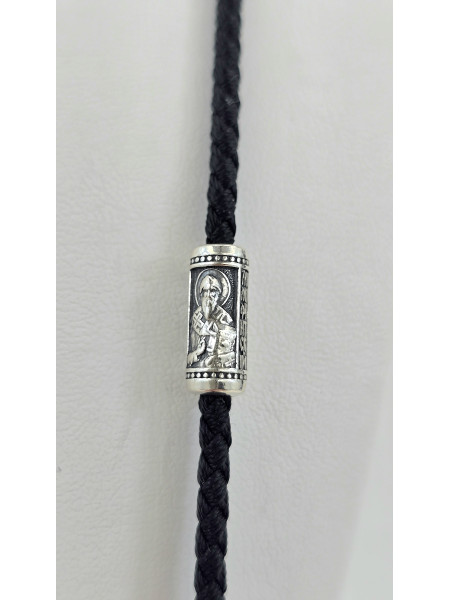 Шнур - Колье с серебряными вставками Арт 471.60 ч " Спиридон Тримифунтский " мужской женский   Купить оптом и в розницу