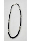 Шнур - Колье с серебряными вставками Арт. 471.62 ч " Архангел Михаил " мужской женский  Купить оптом и в розницу