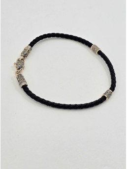 Браслет - Шнур красное золото 585° артикул 482з.32/16ч  