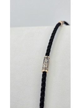 Браслет - Шнур красное золото 585° Арт. 482з.32/21ч  "Матерь Божья"