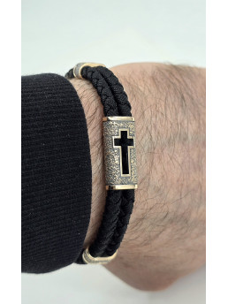 Двойной, двухсторонний шелковый браслет красное золото 585° Арт. 482з.32/29ч  