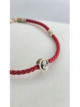 Браслет - Шнур красное золото 585° артикул 482з.32/17к  "Николай Чудотворец "