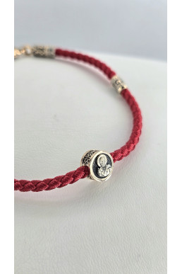 Браслет - Шнур красное золото 585° артикул 482з.32/17к  "Николай Чудотворец "