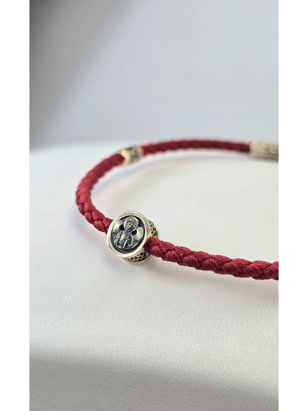 Шелковый браслет с золотыми вставками мужской женский 482з_32_18к    Купить оптом и в розницу