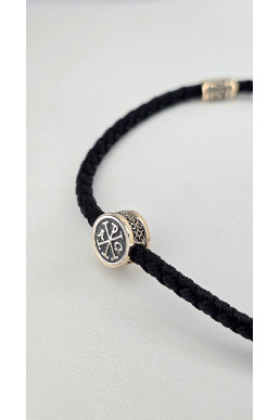 Браслет - Шнур красное золото 585° артикул 482з.32/19ч  "Матерь Божья"