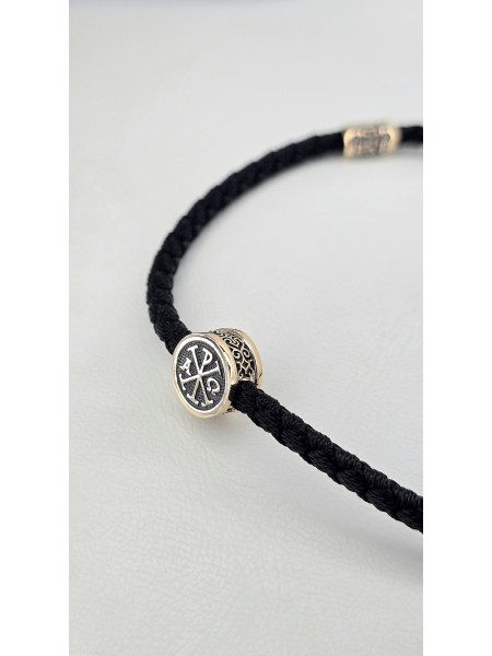 Шелковый браслет с золотыми вставками мужской женский 482з_32_19ч    Купить оптом и в розницу