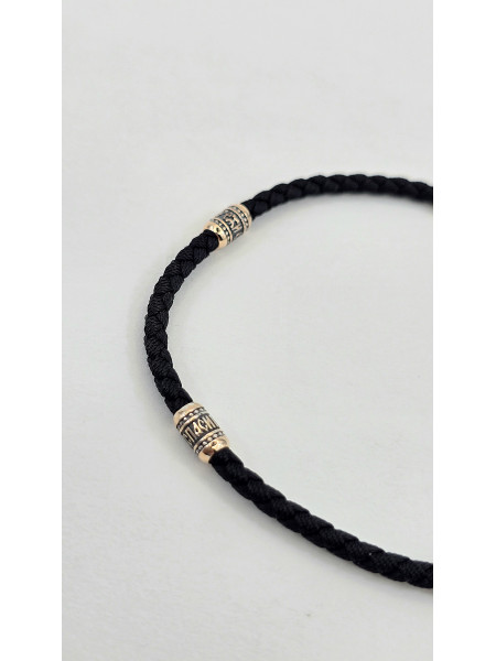 Шелковый браслет с золотыми вставками мужской женский  482з_32_26ч Купить оптом и в розницу