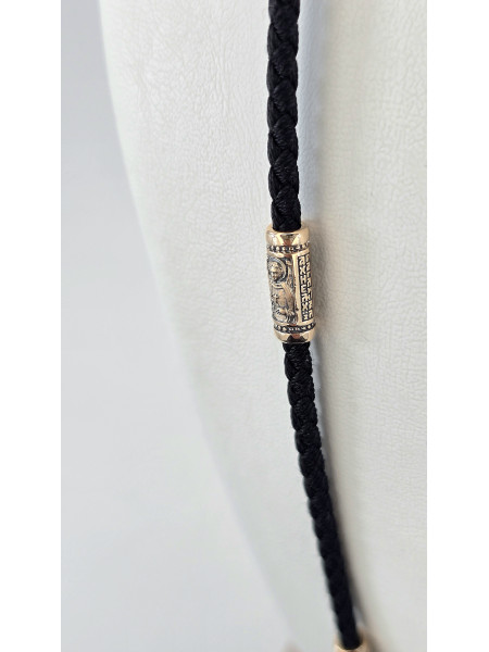 Шнур - Колье " Архангел Михаил "с золотыми вставками 585° пробы мужской женский 508 з   Купить оптом и в розницу