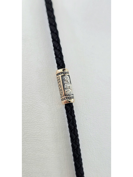 Шнур - Колье " Матерь Божья "с золотыми вставками 585° пробы мужской женский 509 з   Купить оптом и в розницу