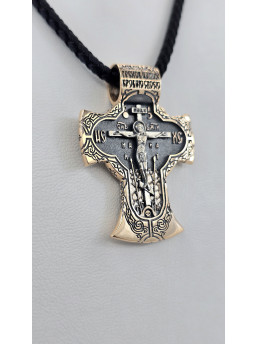 Крест из красного золота 585°с элементами чернения артикул зк30