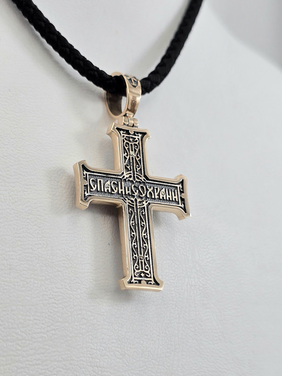 Хрестик з червоного золота 585° з елементами чорнення зк10 Купити оптом і в роздріб