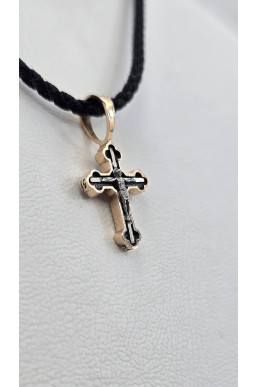 Крест из красного золота 585°с элементами чернения артикул зк 15 у