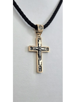Крест из красного золота 585°с элементами чернения артикул зк 23 у