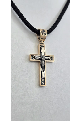 Крест из красного золота 585°с элементами чернения артикул зк 23 у