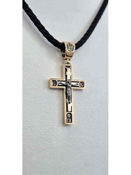 Крестик из красного золота 585°с элементами чернения зк 23 у Купить оптом и в розницу