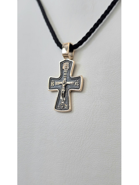 Крест из красного золота 585°с элементами чернения артикул зк 1113 " Георгий Победоносец " мужчине женщине Купить оптом и в розницу