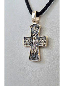 Крест из красного золота 585°с элементами чернения артикул зк 1114 " Георгий Победоносец "